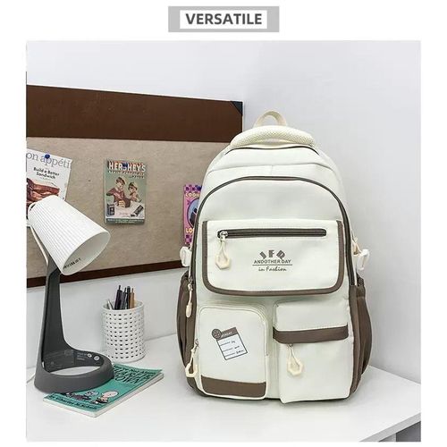 Canvas School Bag, Large Capacity Backpack, Large School Bag, Multi Pocket Backpack, Multi Compartment Backpack, Dual Pocket Backpack, Backpack With Front Pockets, Waterproof School Backpack, Waterproof Backpack, Daypack
