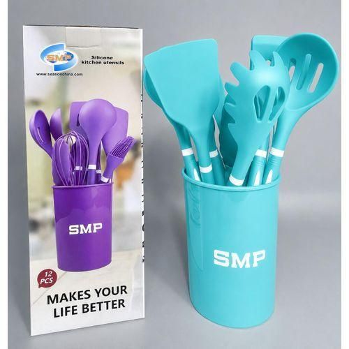 12 Pcs High Quality Silicone Cooking Spoon Set With Spoon Holder