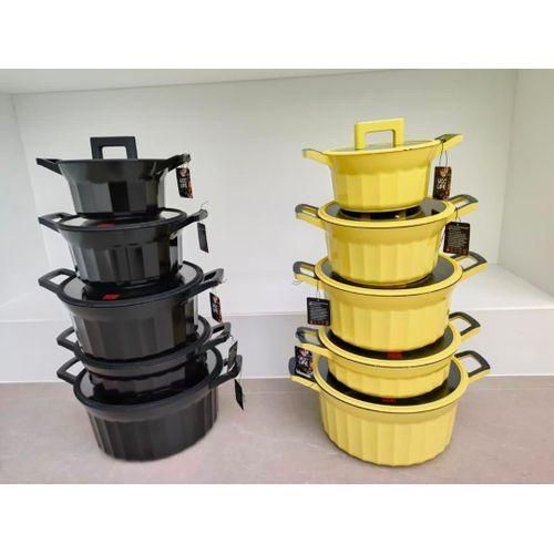 Ceramic Cookware Pot Set. Black & Yellow Variations.