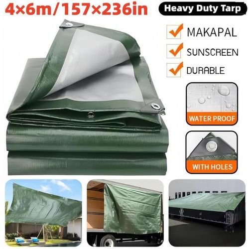 Heavy-Duty Waterproof Tarpaulin Canvas/UV Resistant Tarps/Lightweight Camping Tent,Canvas-Rainproof Outdoor Tent & Canopy Cover with Eyelets,Cover for Vehicle, Pool, B-oat, Tent-4x6M