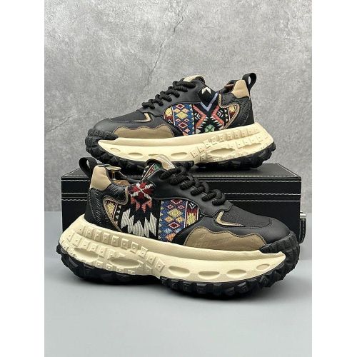 Men's Black & Multicolour Patterned Chunky Sneakers