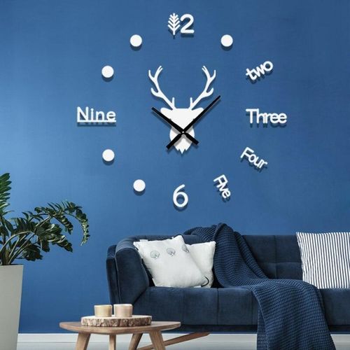 40cm deer head DIY 3d Letter/number Clock - silver