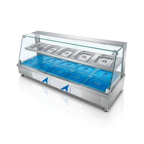 Commercial 10 Pan 2 Tier Food Display Warmer Stainless Steel Buffet Bain Marie With Glass Cover