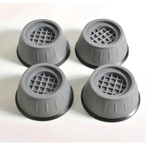A Set of 4 Shockproof Washing Machine Pads – Anti-Vibration & Non-Slip Noise Reduction Feet Mats for Washing Machine, Fridge & Home Appliances – Durable Gray with Black Base