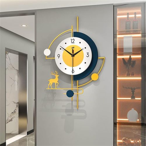 Modern Reindeer Pendulum Home Decor Luxury Metal Wall Clock- 60*40CM