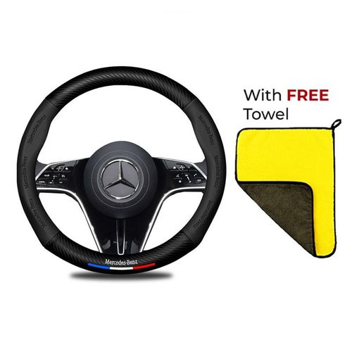 Customized 100% Fit Car Steering Wheel Cover For All Mercedes Benz + Free Car Interior Towel- Original Leather Steering Wheel For All Benz Car