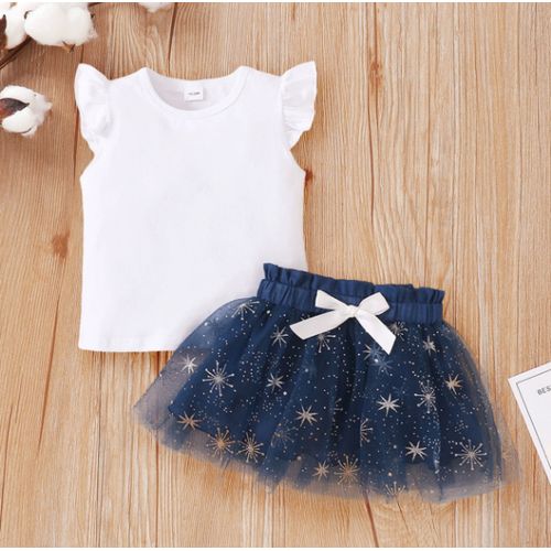 Girls 2pcs Top And Skirts