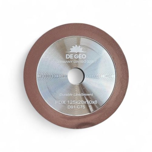 De Geo PDX Diamond Grinding Wheel 125mm – Carbide Saw Blade Sharpening Stone, Durable Line Brown (DIN ISO 22917)