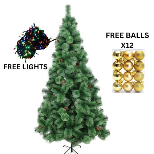 Lush Pine Christmas Tree + Free Ornaments And Lights