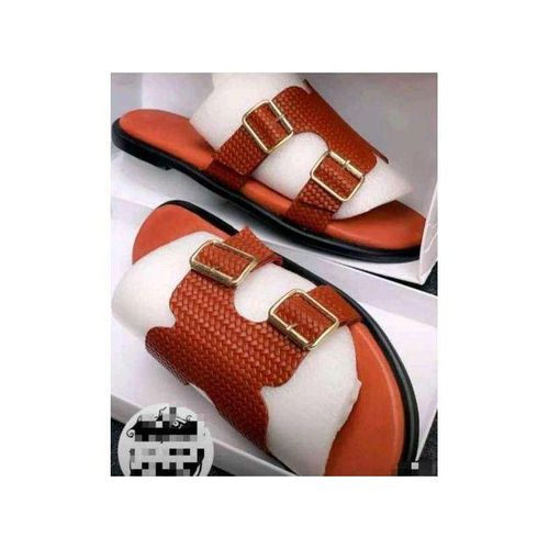 Premium Leather Men's Pam Slippers Slide - Brown