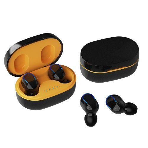 Bluetooth Headphones, Wireless In-Ear Headphones Bluetooth with Mic, Hi-Fi Stereo, Button Control, LED Display, IP7 Waterproof, Bluetooth Earphones for Work and Study, Yellow