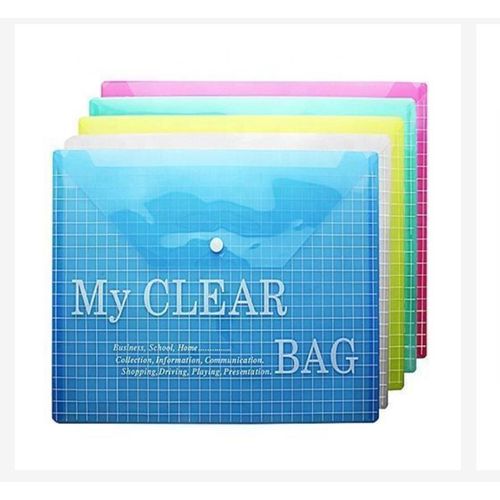 12X A4 Clear Bag Plastic Popper Files Folders Multi Color