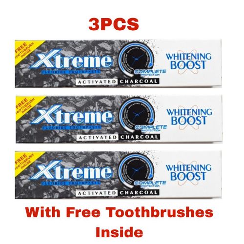 Fluoride Teeth Whiten Boost Toothpaste with Activated Charcoal - 3pcs