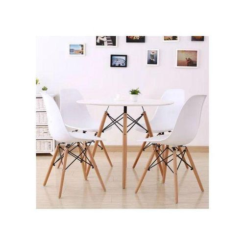 Modern Portable Dining Table With + 4 Leg Wooden Chairs