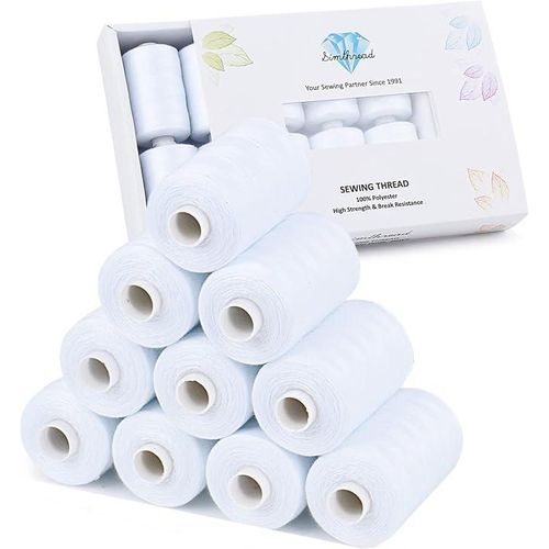 All Purpose Sewing Thread, 10 Spool White Series Bobbin Polyester Thread for Sewing, Handy Polyester Sewing Threads for Sewing Machine - (White Series)