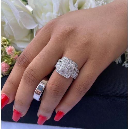 Paris Collection Sophisticated Diamond Silver Wedding Ring Set (Paris)