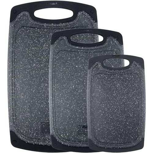 3-Piece Cutting Board Set - Small to Extra Large Cutting Boards for Kitchen, Meat, Vegetables - Dishwasher Safe with Juice Grooves, Non-Slip Rubber Cutting Board Set