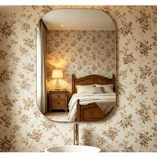 Wall-Mounted Mirror, Round Wooden Frame Diameter 40/50/ 60 / 70cm for Bathroom Living Room Glass Makeup Vanity Wall Hanging with Full Set
