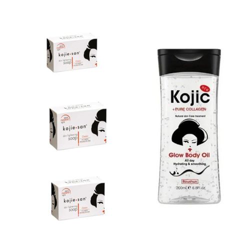 Zero pigment skin lightening soap ×3 & glow body oil 200ml
