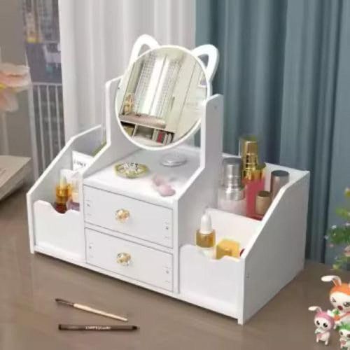 Desktop Organizer with Mirror Multifunctional Vanity Storage for Cosmetics Skincare and Jewelry Stylish Countertop Makeup Holder for Bathroom and Dresser