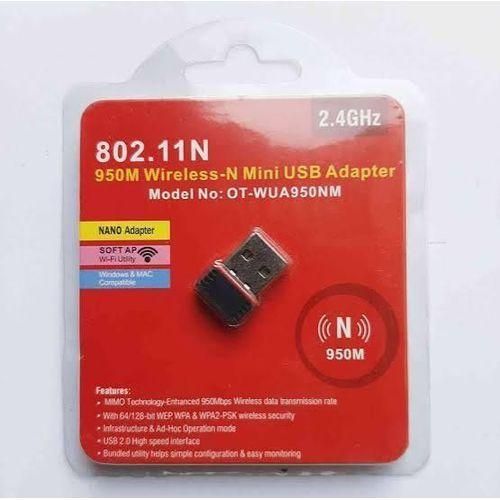 802.11N Wireless N Mini USB Adapter 2.4GHz 950Mbps – High-Speed Wi-Fi Receiver for Laptop, Desktop PC & Computer