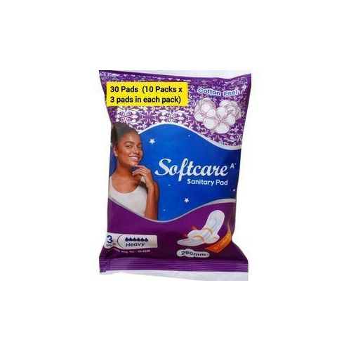 30 Pads (3 Pads x 10 Packs) Softcare Sanitary Pad for Heavy Flow