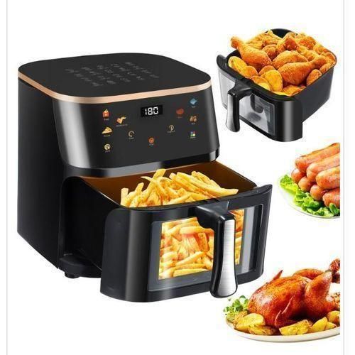 Digital dual-basket and large capacity air fryer with transparent viewing window and touch-control panel 20lit-1pc