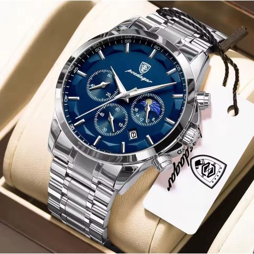 Highly Quality & Superior Men's Digital/Analog Orange & Silver Chain Sports Wristwatch
