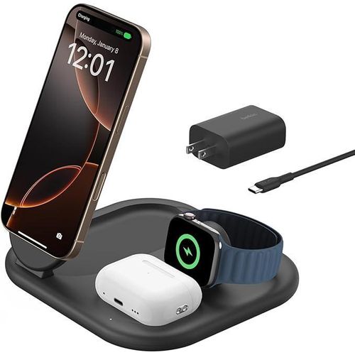 3-in-1 MagSafe-Compatible iPhone Charger - Foldable Magnetic Qi2 Certified, MagSafe Charging Station for Phone, Apple Watch, AirPods
