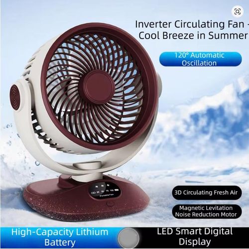 16hrs Powerful Rechargeable Desktop Fan, 120° Rotate Silent Portable Fan for Home Office Outdoor Camping, Long lasting Table Fan, Percentage Display Table Fan, Desk Stand Fan, Desktop Fan, Long-Lasting Desktop Fan