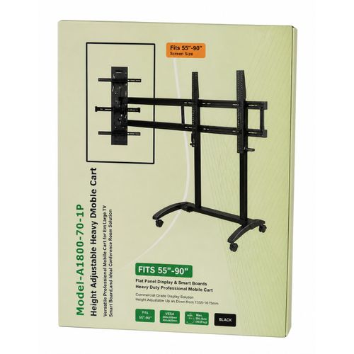 Heavy Duty Adjustable Mobile Cart for Large TV, Fits 55-90 Screens