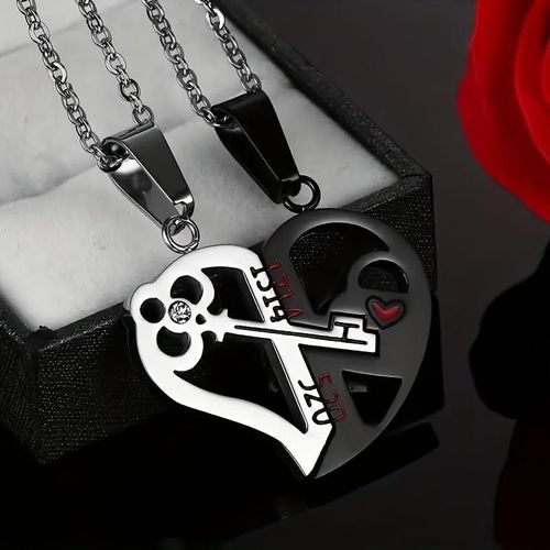 Heart Magnet Couple Versatile Necklace Simple Wishing Stone Splicing Pendant Men's and Women's Jewelry Clavicle Chain