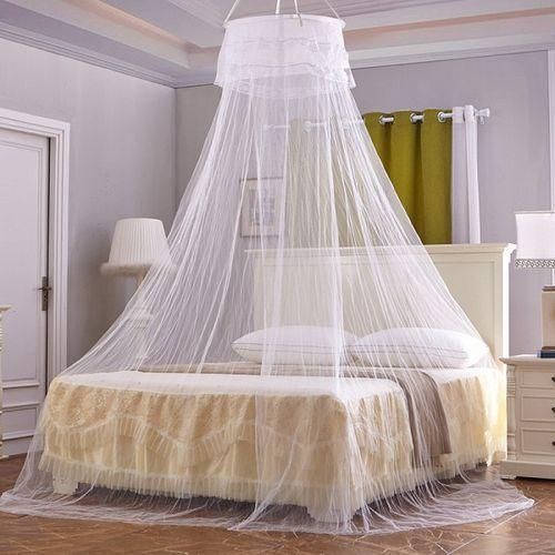 Raised Round Ceiling Mosquito Net Princess Bed White