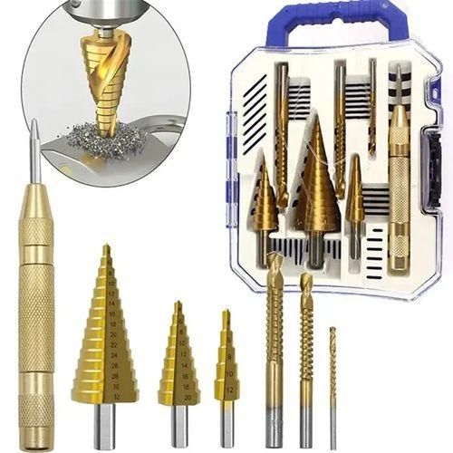 7pcs Titanium Alloy Step Drill Bit Set Electric Drill Accessories