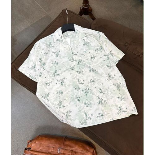 Bamboo Leaf Print Short Sleeve Shirt
