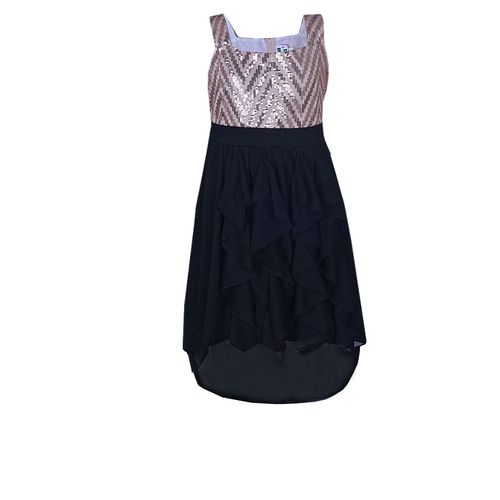 Blush Sparkle Cascade Ruffle Hi-Lo Dress