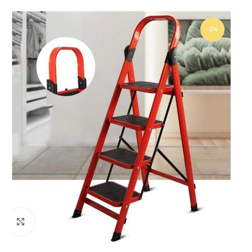 4 step Foldable Step Ladder – Heavy Duty Multipurpose Household Ladder with Non-Slip Steps