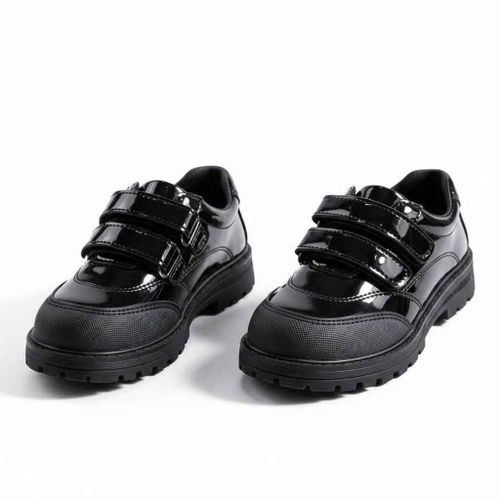 Kids’ Classic Black Glossy School and Casual Shoe (ED275)