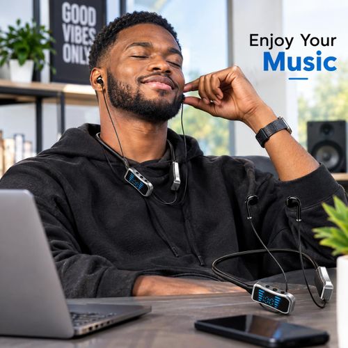 Clear Audio SMART Neckband BLUETOOTH earpods Wireless Earphones HiFi Stereo in-Ear earbud Headset with Microphone Noise Cancellation Headphones Handsfree - Sports Ear bud Long Playtime Headset