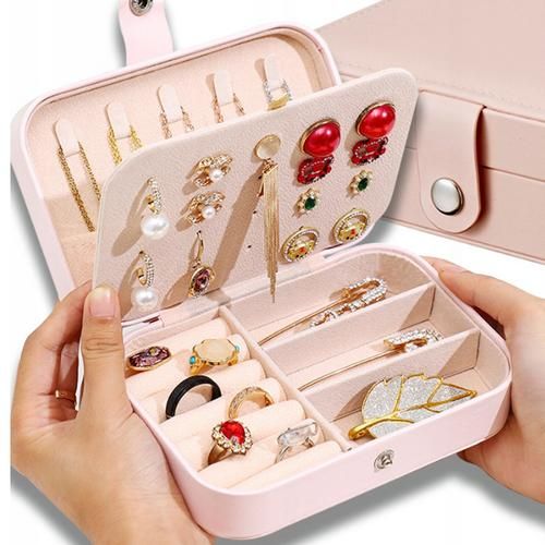 Makeup Case Double Layer Jewelry Box Convenient Ear Stud Storage Box Necklace Ring Cosmetics Jewelry Box Makeup Bag