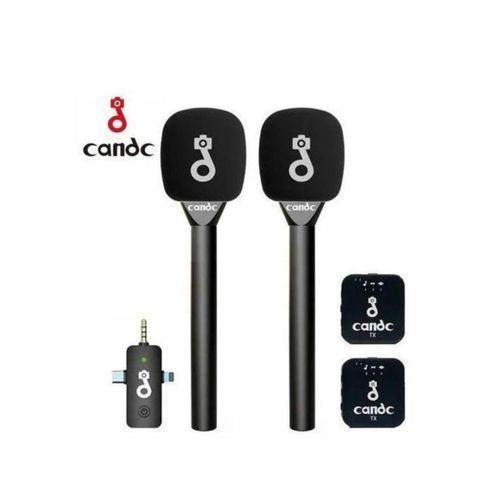 New CANDC Wireless Interview Dual Microphones Mic 2TX + 1RX With Noise Reduction And Longer Range Clear Recording