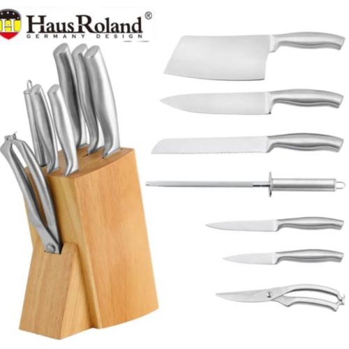 8 Piece Premium Stainless Steel Knife Set with Wooden Block