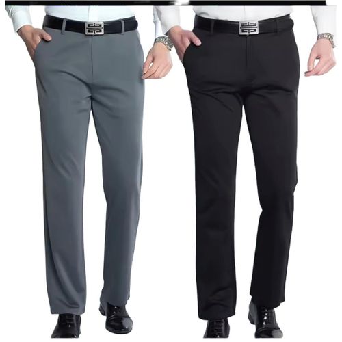 2 In 1 Luxury Classic Suit Trousers Pants For Men - Black & Grey