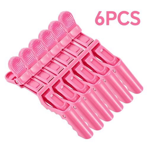6Pcs Hair Sectioning Clips Pink – Plastic Duckbill Hair Clips for Styling, Salon & Home Use