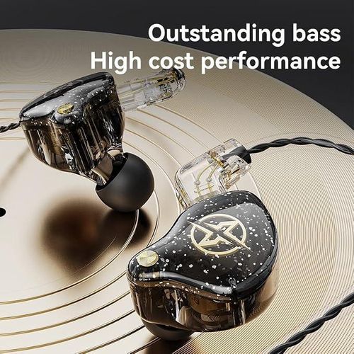 X2 Pro Black HiFi Earbuds – 3.5mm Detachable Wired Headphones Featuring Double Dynamic Drivers and Deep Bass for Musicians and Runners