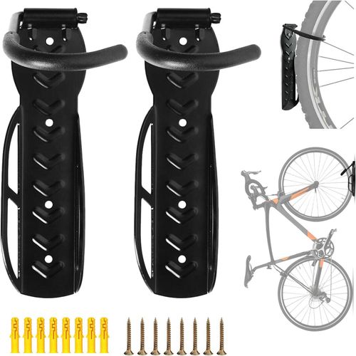 Bike Rack Wall Mount, 2pcs Vertical Bike Rack with Rubber Coated Hook
