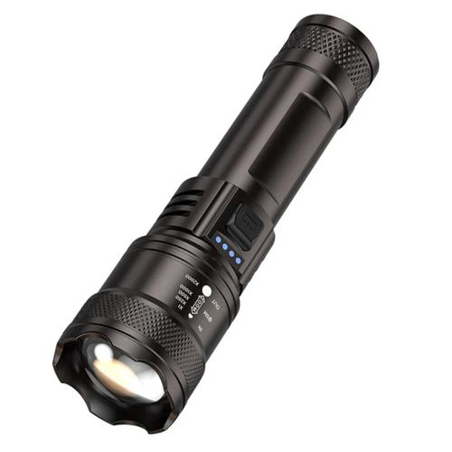 LED Flashlight, Rechargeable Torch, Searchlight, Emergency Light, Camping Torch, Zoomable Flashlight, Outdoor Light.