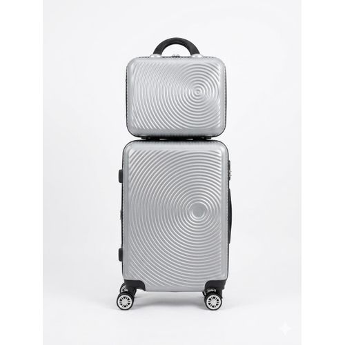 Premium 2-Piece Silver Luggage Set – Lightweight Suitcase & Matching Vanity Travel Case with 360° Spinner Wheels