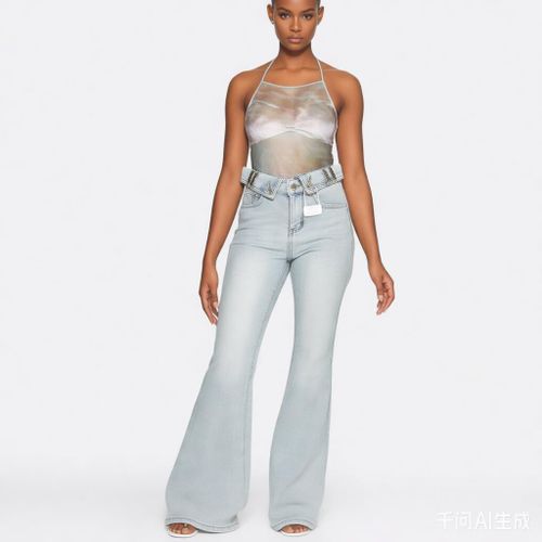 Women's High Waisted Flare Jeans Light Blue Denim Bell Bottom Pants Stretch Slim Fit