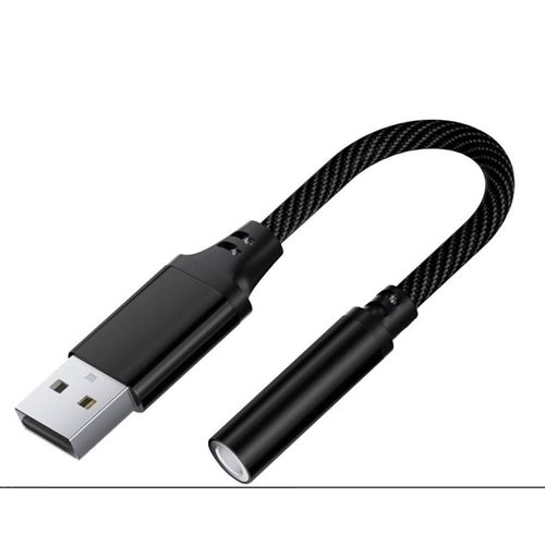 USB TO 3.5mm Audio Cable DAC Digital Adapter Black